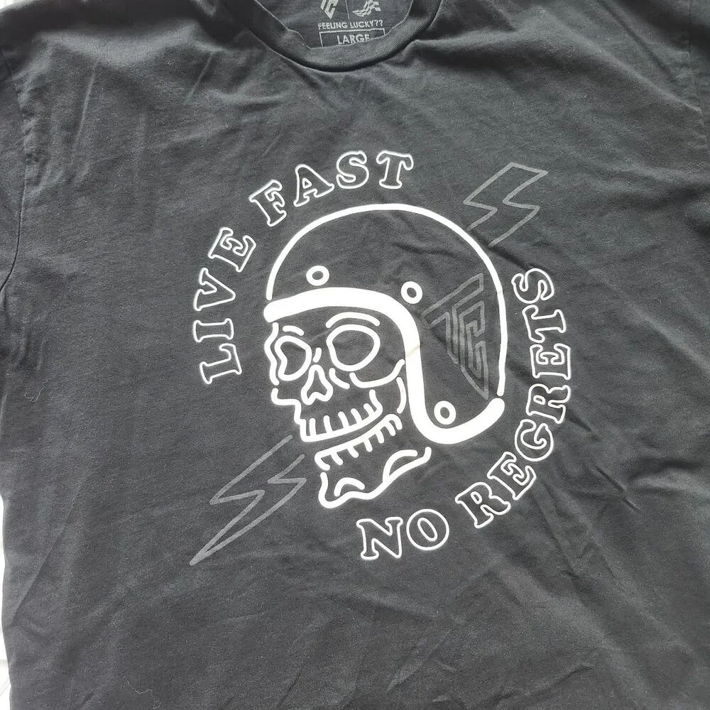 Tuner Cult Men's Black Live Fast No Regrets Graphic T-Shirt Size L